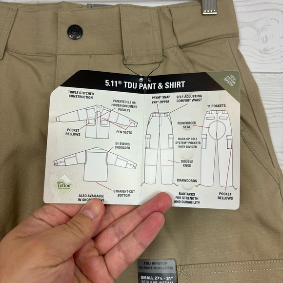 NWT 5.11 TACTICAL RIPSTOP TDU KHAKI CARGO PANTS MENS 74003 SIZE SMALL REGULAR - Picture 7 of 12